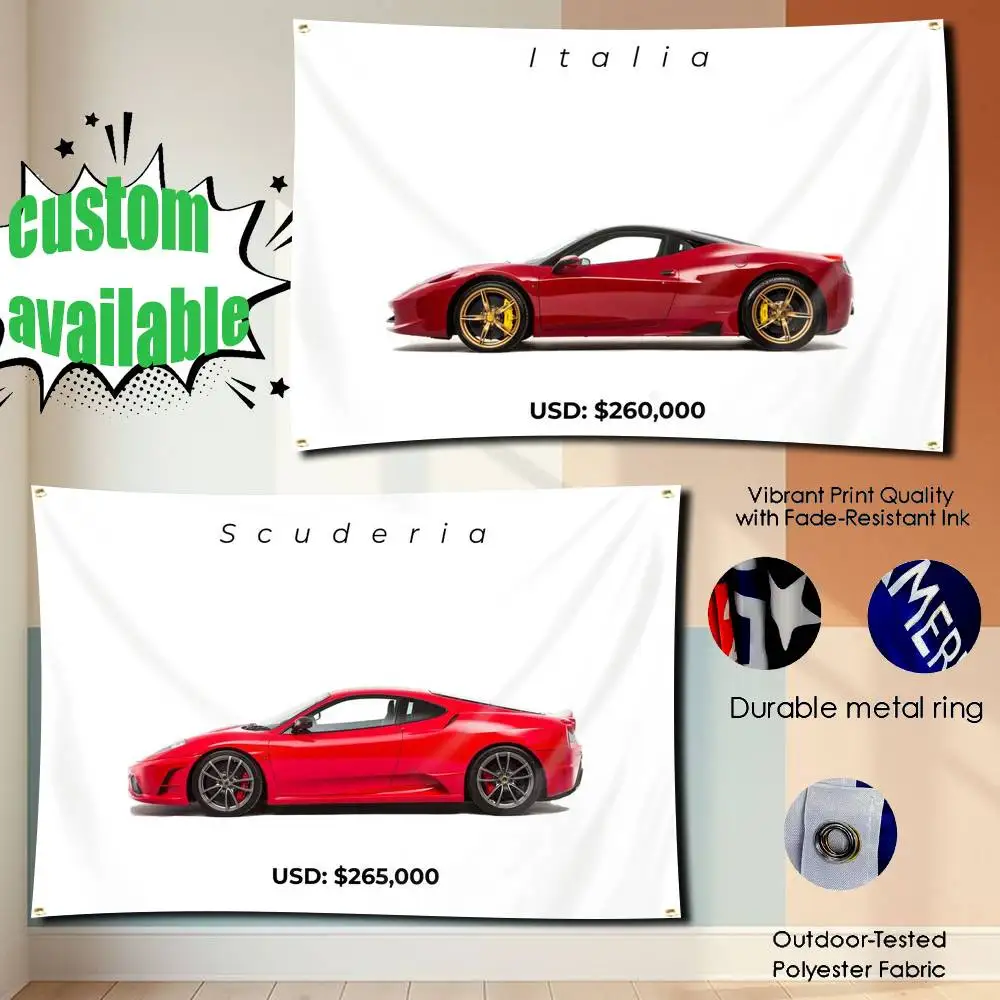 RariCars 458 Italia SP3 Daytona Series Flag Tapestry Banner for Bedroom Living Room Outdoor Camping