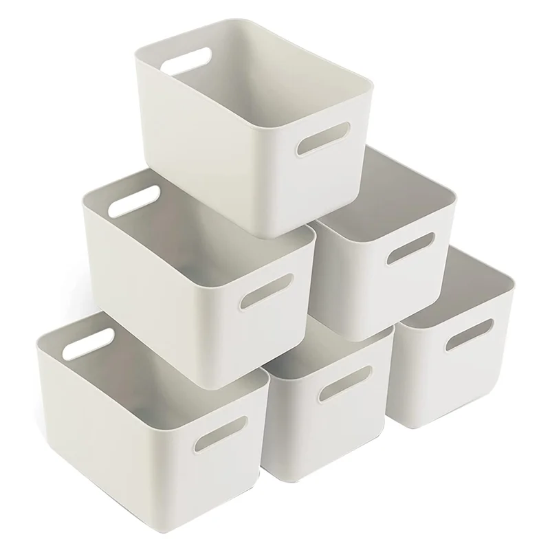

MAKE-Set Of 6 Plastic Baskets Office Storage Baskets For Bathroom Storage, Kitchen Storage (6 Pack)