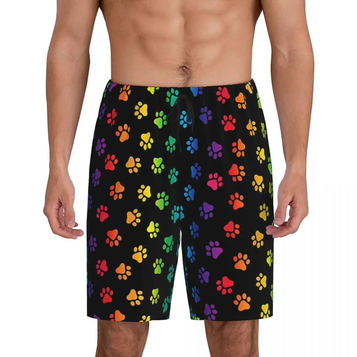 

Custom Print Men Rainbow Animal Pet Dog Paw Pajama Bottoms Sleepwear Pjs Sleep Shorts with Pockets