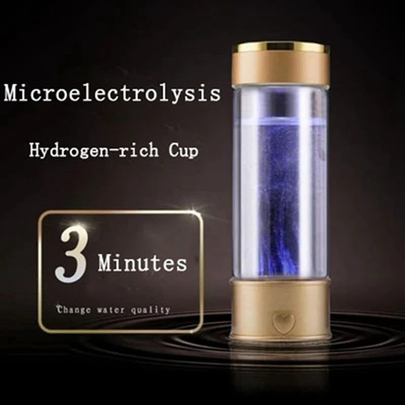 1 Piece Hydrogen Water Generator Alkaline Maker Rechargeable Gold Portable Water Ionizer Bottle Super Antioxidan