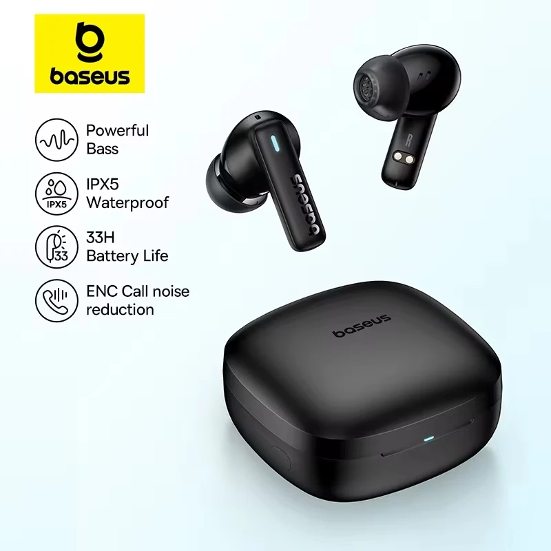 Baseus Bowie E19 True Wireless Earphones 12mm Drivers With Big Bass Bluetooth 5.3 33H Long Playtime IPX5 Waterproof Earbuds