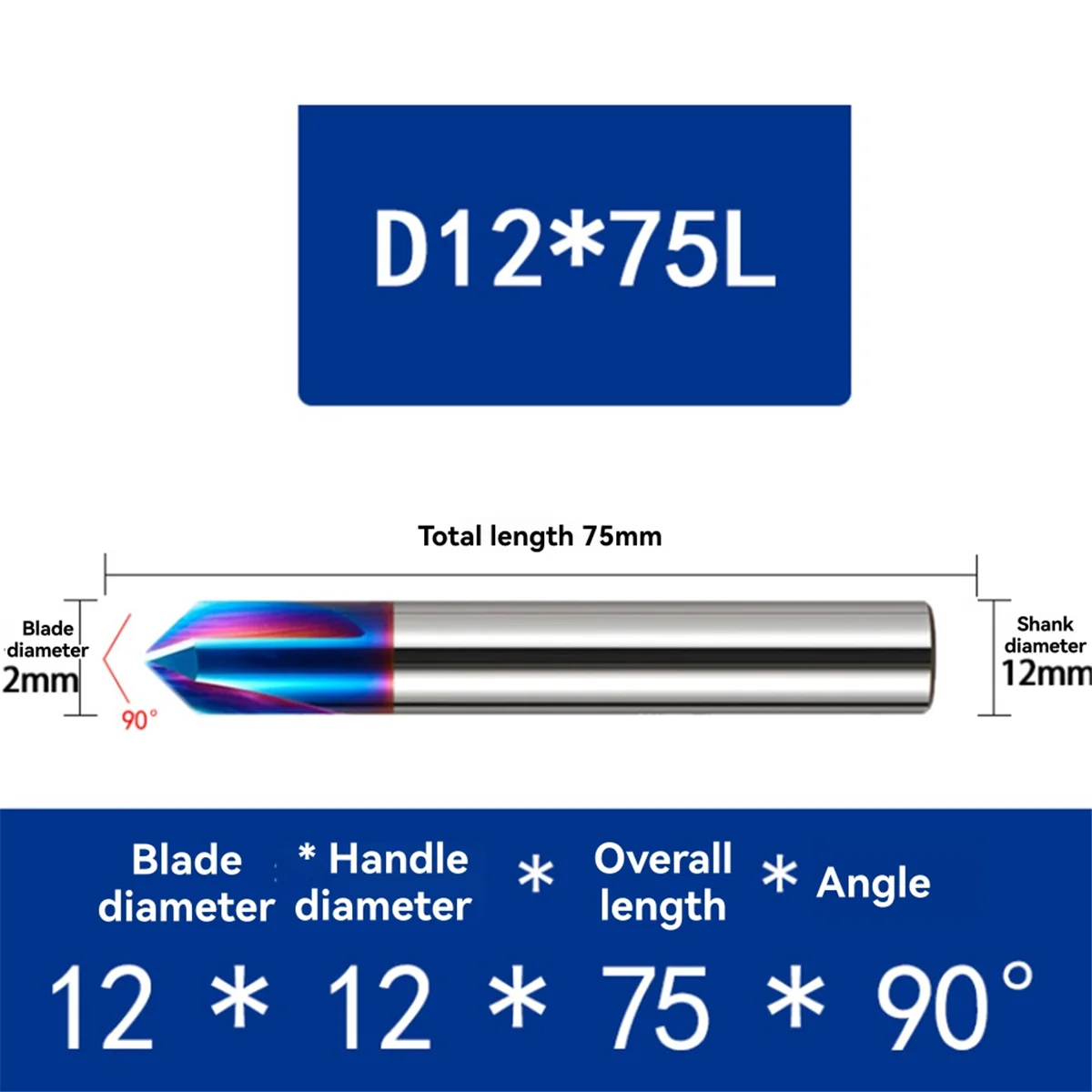 

AAA87 3-Edge Carbide Straight Groove Chamfering Cutter 12mm 90 Degree Tungsten Steel Chamfering Deburring Edge DIY Tool