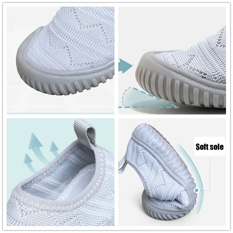 Girls Boys Casual Shoes Infant Toddler Shoes Kids Barefoot Sneakers Breathable Mesh Anti Slip Soft Sole Kindergarten Baby Shoes