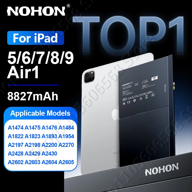 NOHON Battery For iPad 5 6 7 8 9 Air 2021/2020/2019/2018/2017 Replacement Batteries A1484 A1893 A1954 A2198 A2428 A2200 A2604