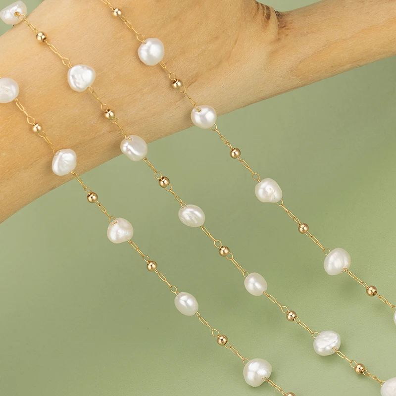 assoonas C323, Kette, Edelstahl, nickelfrei, Naturperle, handgefertigt, Schmuckzubehör, DIY Armband Halskette, 1m/Stück – Detail 2