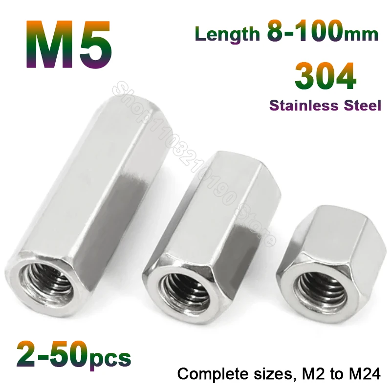 

2-50Pc M5 Hex Column Pillar 304Stainless Steel Motherboard Standoffs Hexagon Board Rack Spacing Screw Standoff Long Coupling Nut