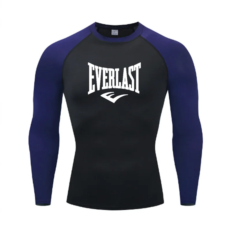 EVERLAST Mens long Sleeved Compression T-Shirt Sun Protection Second Leyer Skin Running Fitness Rash Prevention Training Clothes