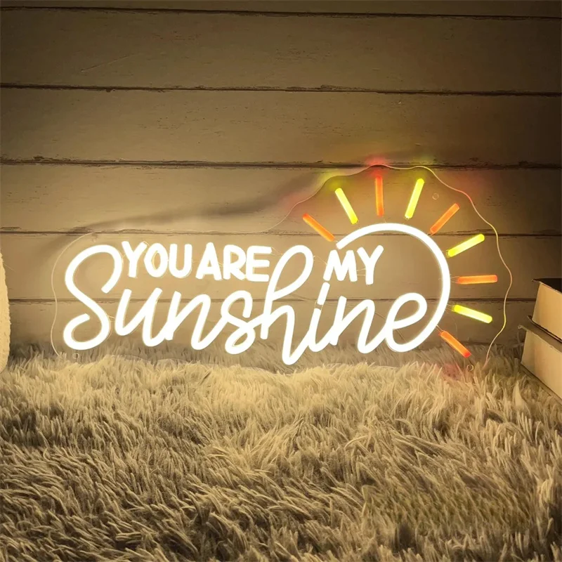 You Are My Sunshine Neon Sign, Custom Wedding LED Neon Light Home Nursery Wall Decor Engagement Party Backdrop Decor