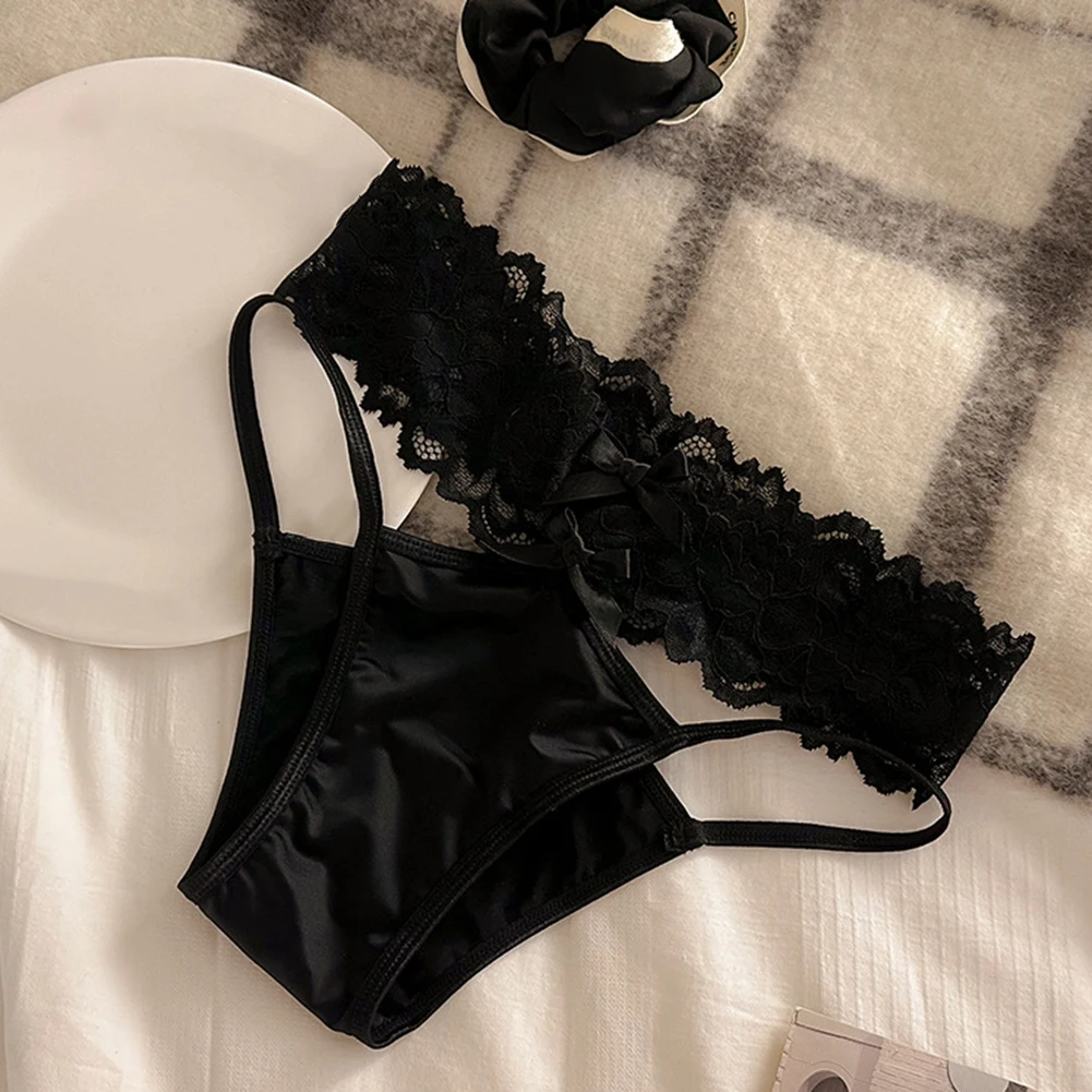 

Женские сексуальные кружевные трусы-стринги с низкой посадкой, дышащие трусы с Т-образной спинкой, гладкое атласное удобное нижнее белье