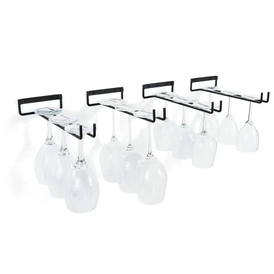 

Chiraz Stemware Wine Glass Rack Wall Mountable Wrought Iron Black 11 Inch Set of 4