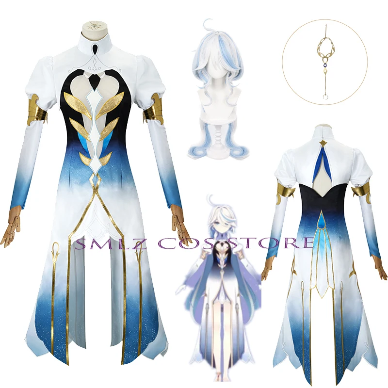 

Focalors Hydro Archon Cosplay Game Impact Furina Costume Wig Focalors God of Justice Uniform Wig Party Outfit for Women