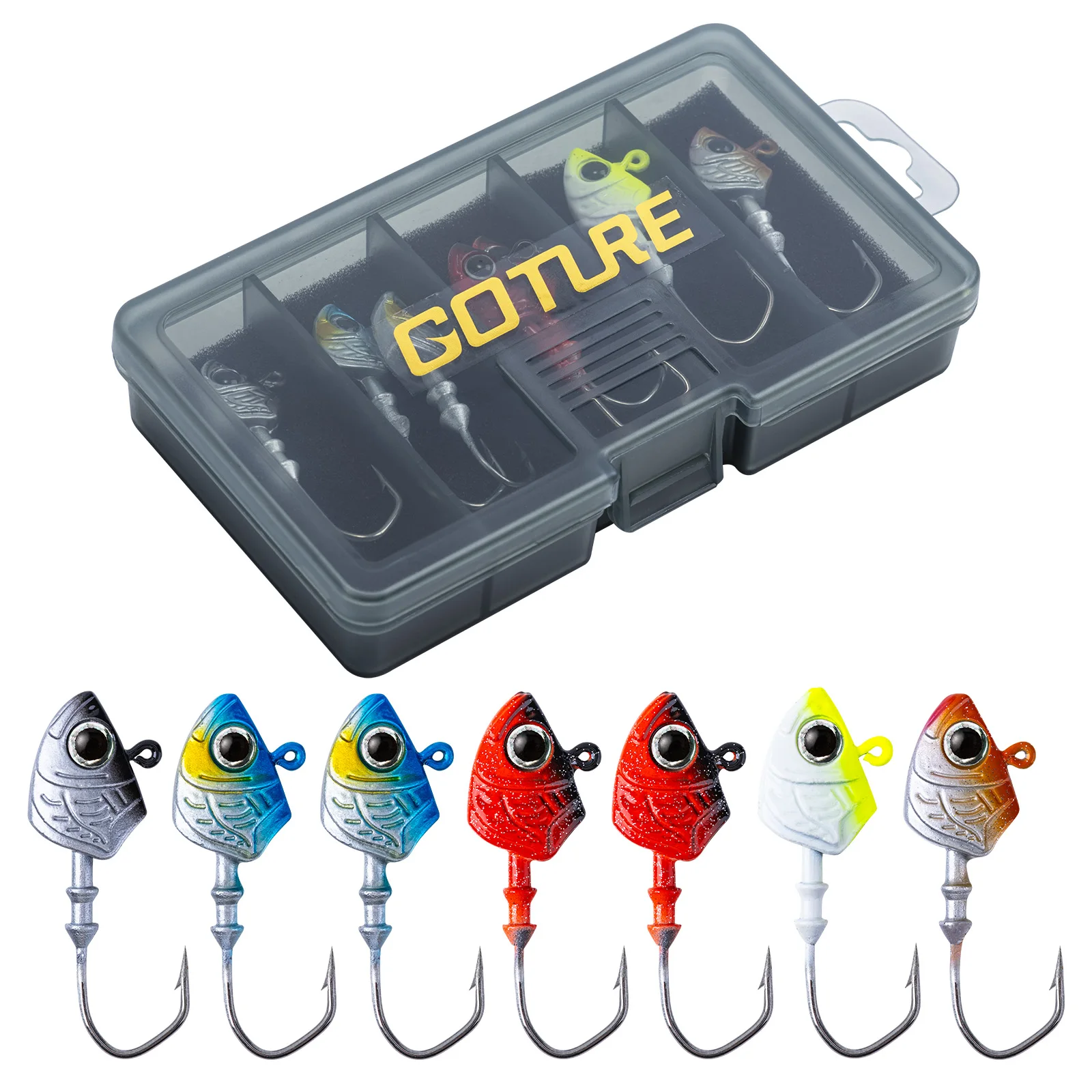 

Goture Jig Fishing Hook 7g 10g 14g 3D Eyes Barbed Hooks Ice Lure Bass Carp Fishing Jig Soft Bait Bass Fishing Accessories