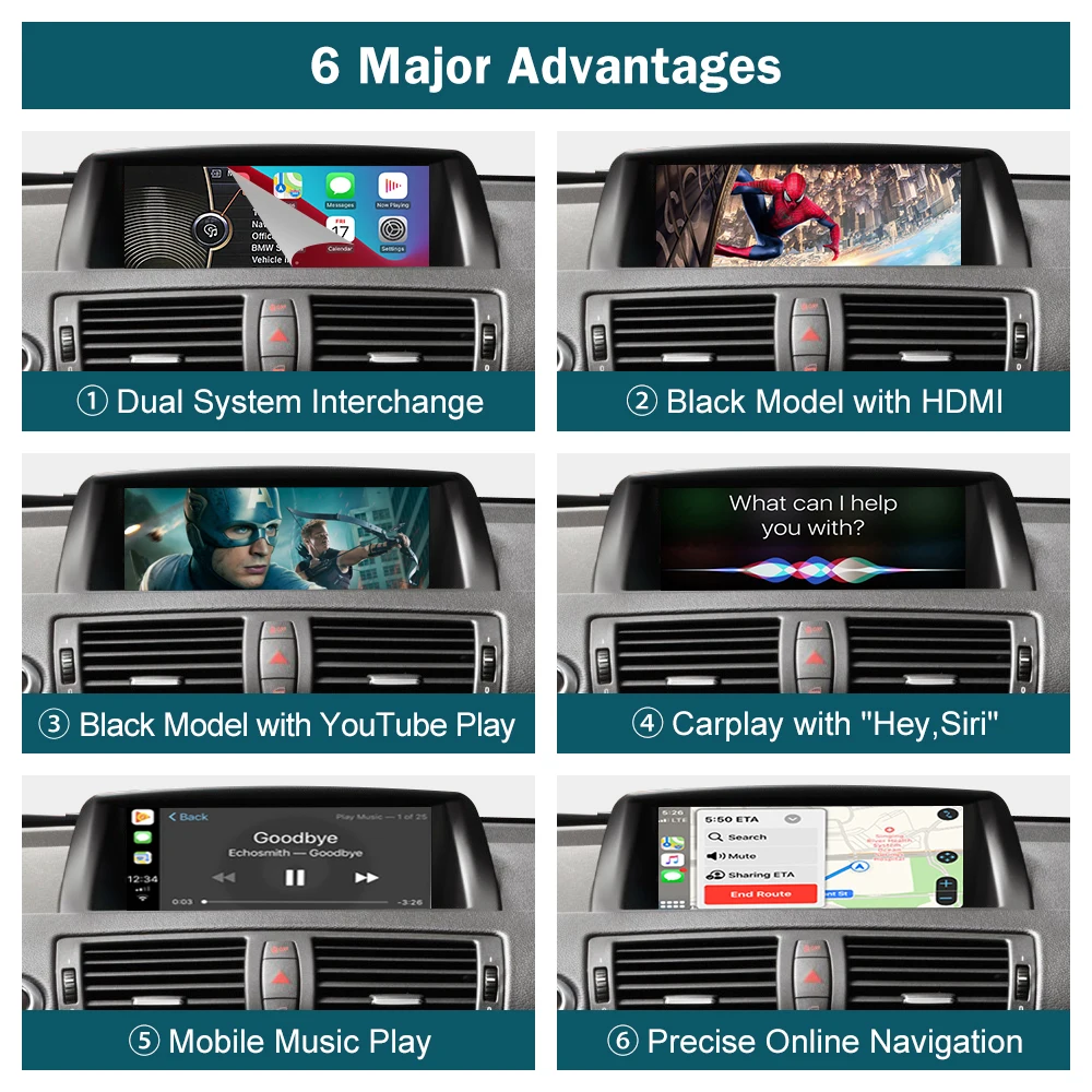 Wireless CarPlay for BMW Series 1 E81 E82 E87 E88 CIC 2008-2012, with Android Auto Mirror Link AirPlay CarPlay Autolink Function