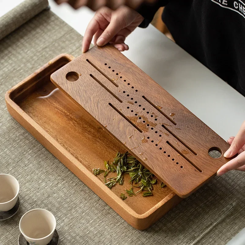 Walnut water storage dry tea table solid wood wooden square coaster teacup plate Japanese tray whole wooden plate