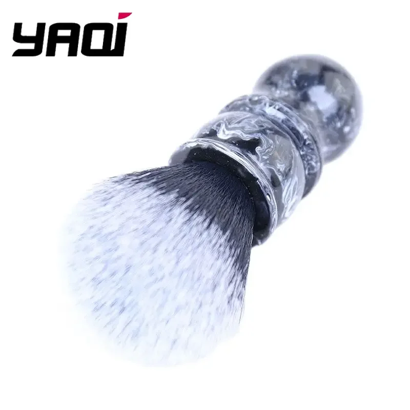 YAQI 24MM Scheerkwast- en zeepset voor heren met zwart-witte punt Synthetisch haar Marmeren harshandvat Precisieverzorging voor thuisgebruik