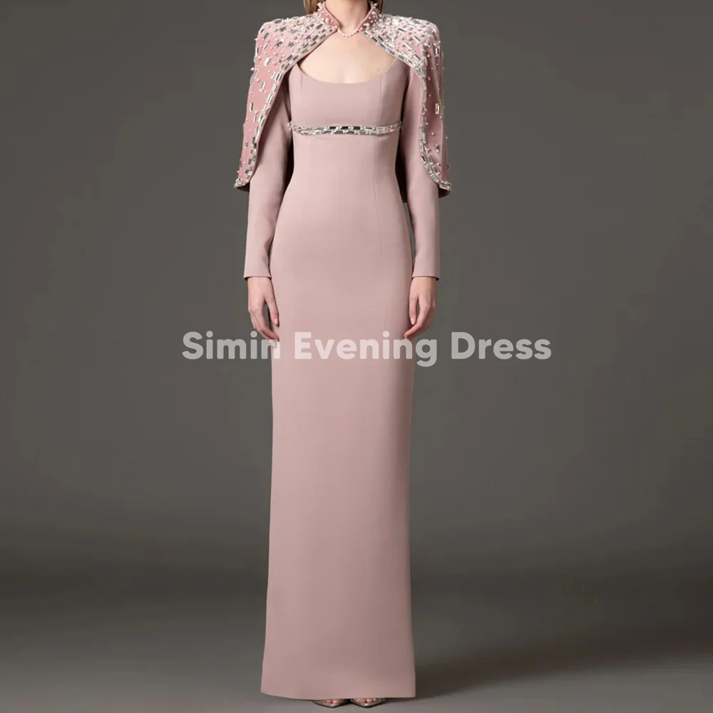 

Simin Women's Off-the-shoulder Sashes Straight Luxury Dubai Evening Dress Long Sleeves With Beaded Shawl Elegant Dresses 2025