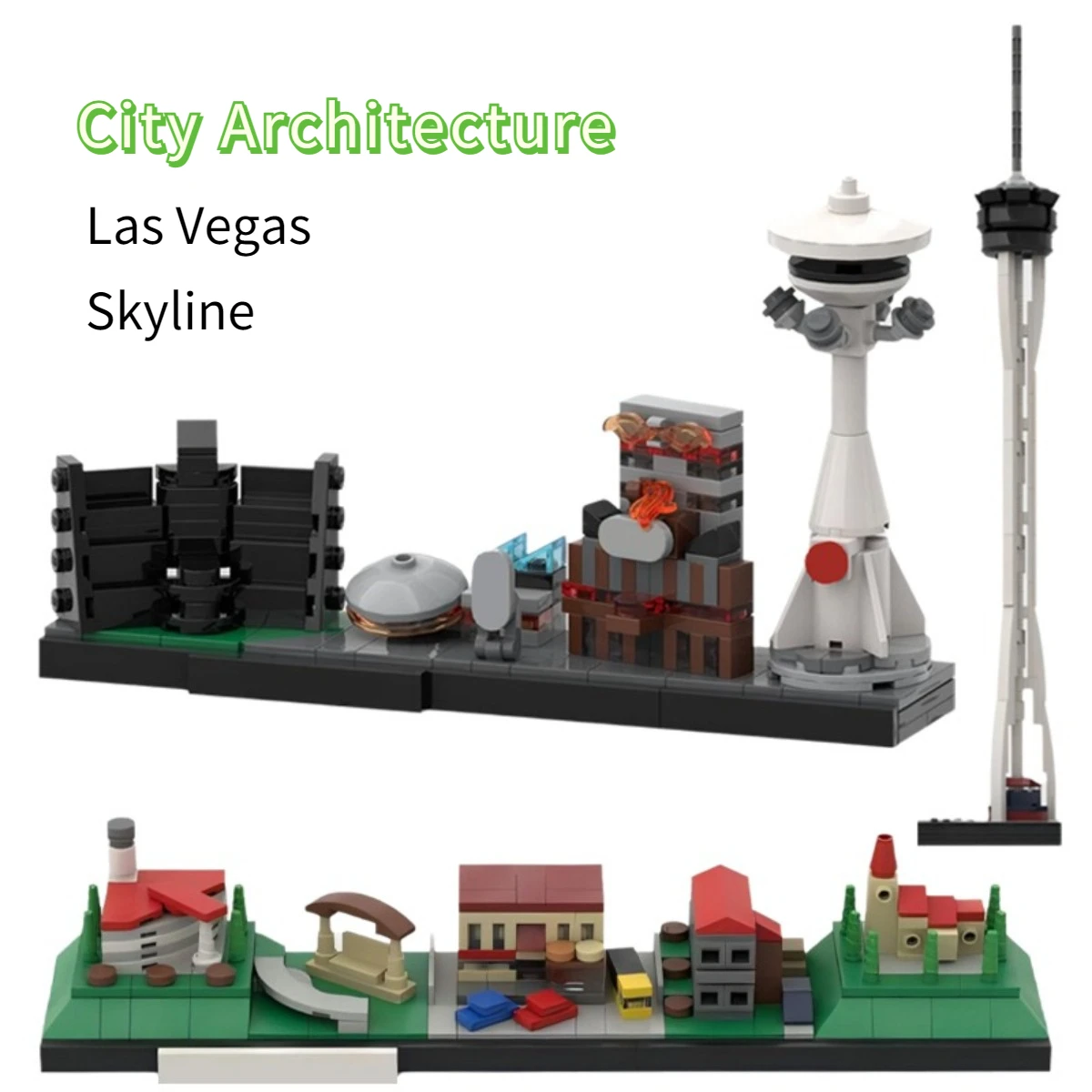 

MOC город архитектура вид на улицу Лас-Вегас Стратосфера башня горизонт строительные блоки модель DIY детские игрушки коллекция для взрослых подарок