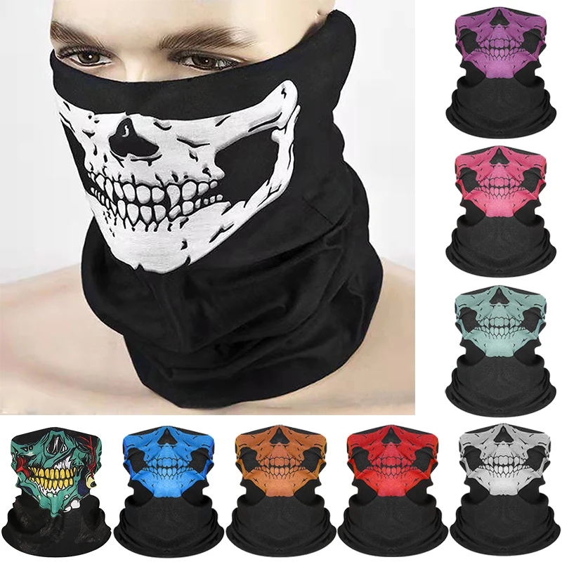 Motorcycle Scarf Face Mask Shield Skull Ghost Face Riding Balaclava Multifunction Outdoor Winter Warm Bike Head Face Mask Shield