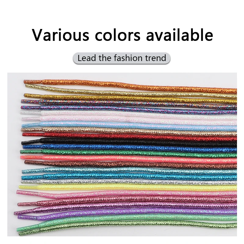 10PCS Round Glitter White Colorful Lurex Shoelaces Trendy Bright Shoelaces Sneaker White Casual Sports Leather running Laces image 3