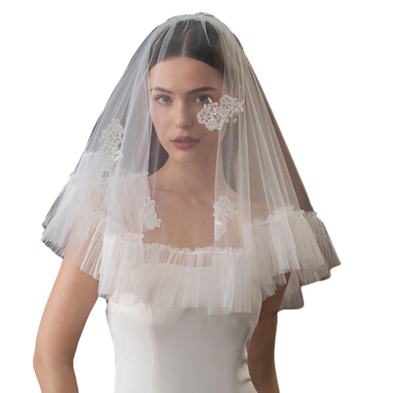 Short Wedding Veil for Bride White Bridal Veil Bachelorette Party Veil Headpiece Engagement Event Formal Veil Headdress