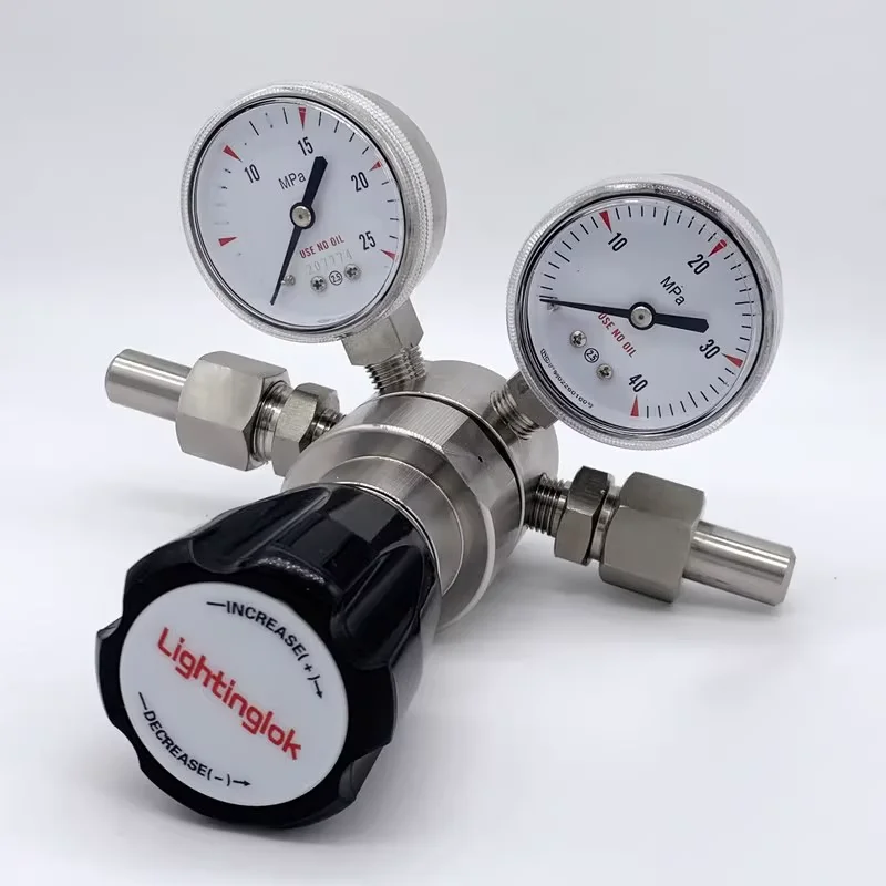 Stainless Steel SS 316 Pressure Regulator Input 40MPa Output 10MPa for High Pressure High Purity Nitrogen Hydrogen Gas