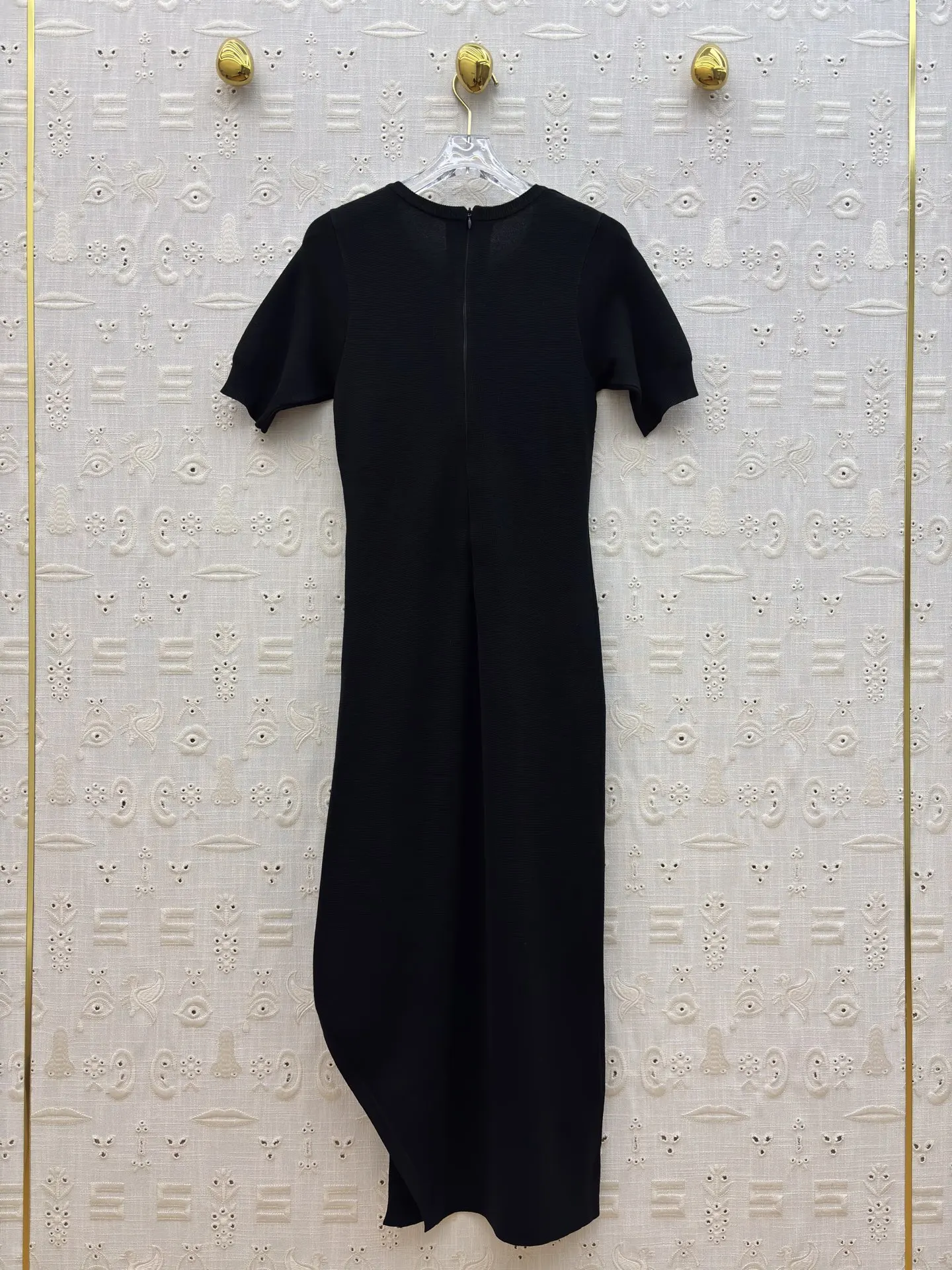 2026 Summer Solid Color Dress Round Neck Short Sleeve Design Long Dress