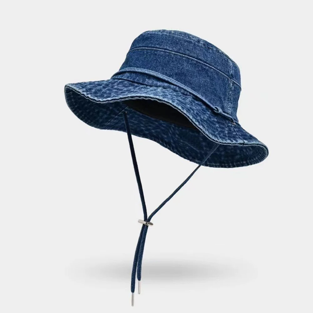 Emmer Hoed String Vrouwen Zonwering Denim Duurzaam Brede Rand Panama Cap Accessoire Voor Vakantie Buiten Strand Lente Zomer