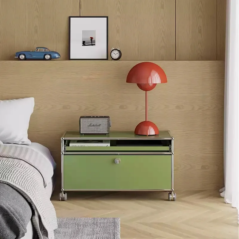 

Cabinet stainless steel metal bedroom side table can be modern and simple