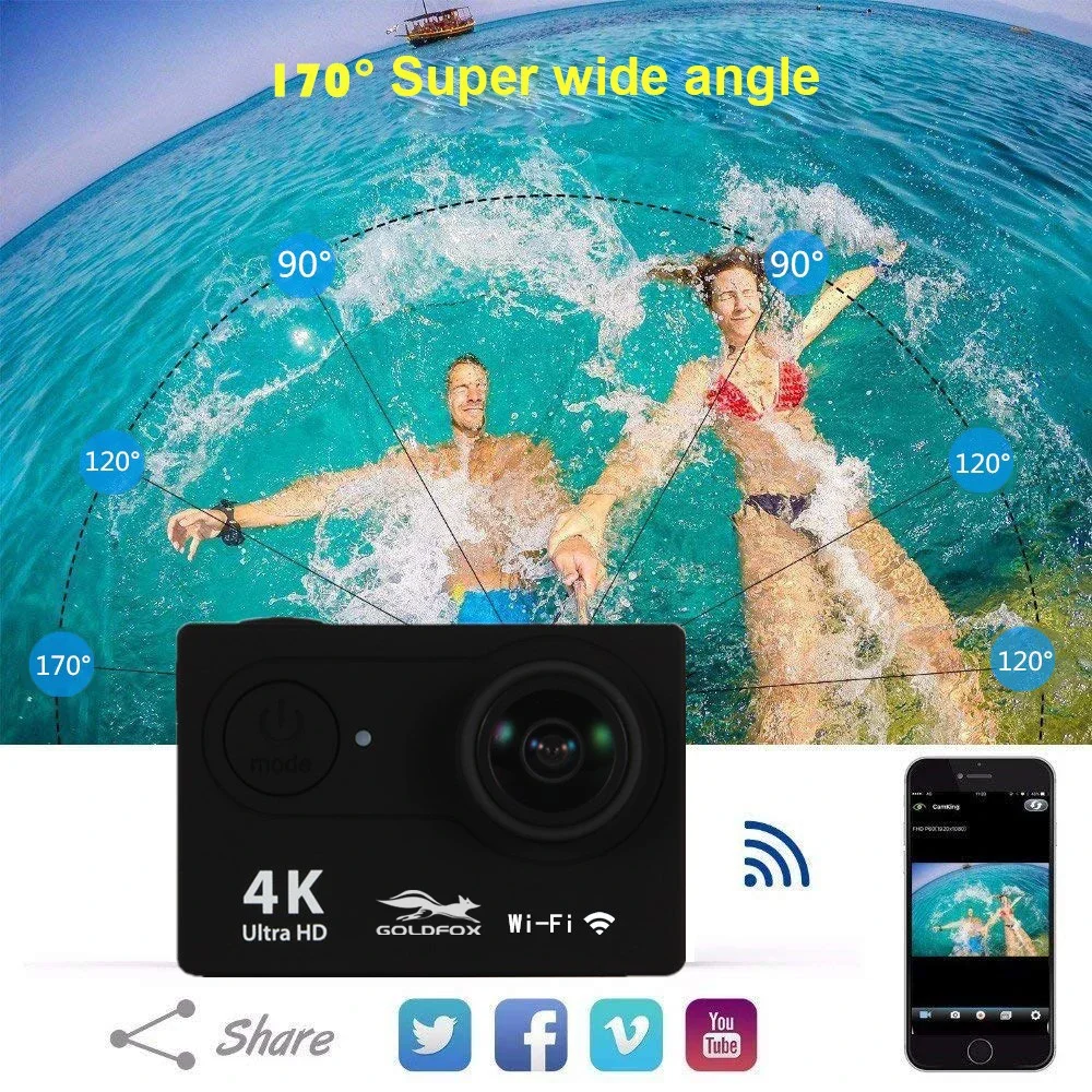 H9R 4K HD 1080P 60fps Action Camera Ultra WiFi Remote Control Sports Video Camera 2.0\