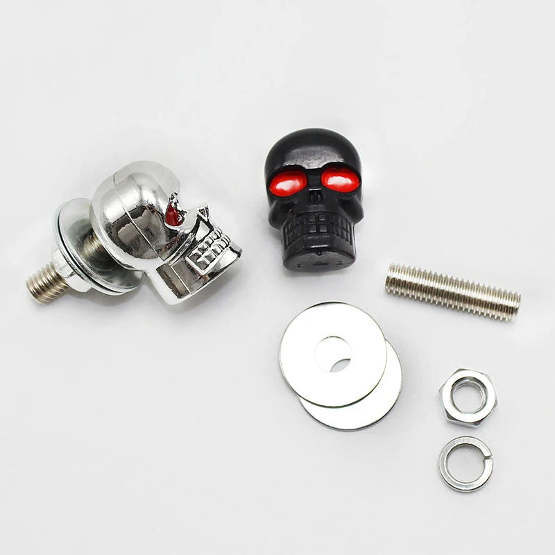 2pcs Motorcycle Skull License Plate Frame Bolts Screw License Plate Frame Bolts Easy and convenient installation