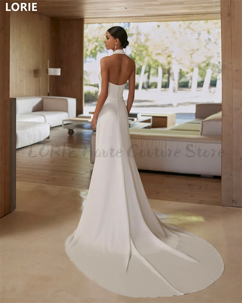 LORIE Satin Mermaid Wedding Dresses With Train Leak age of stomach Bride Dress Sexy Sleeveless Wedding Gowns Customized 2024