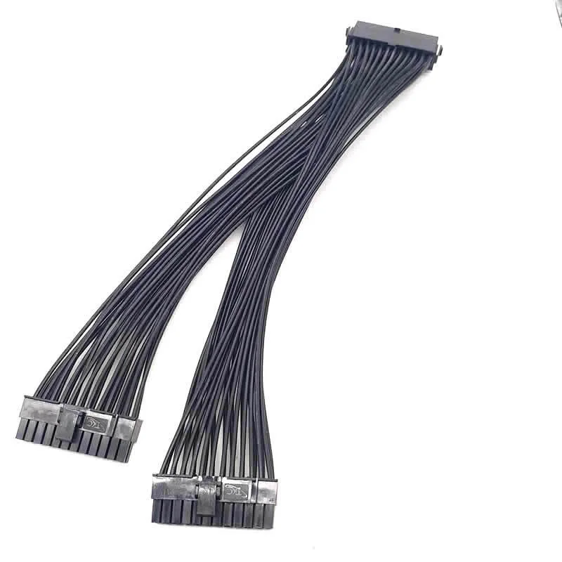 PSU dupla Fonte de Alimentação Cabo Splitter, 24 Pin, ATX Motherboard, Extensão, Fêmea para Macho, Y Cabo Adaptador