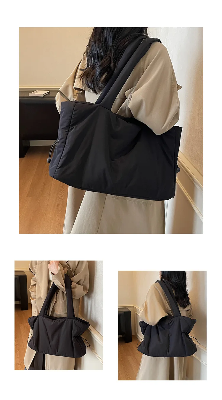 Herbst Winter Baumwolle Umhängetasche Frauen Stilvolle Tote Satchel Handtasche Geräumige Nylon Geldbörse für Arbeit Pendeln und Reisen – Detail 9