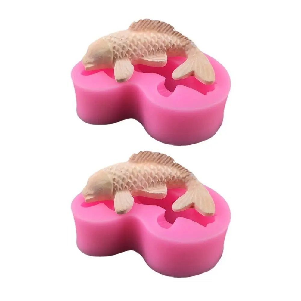 2pcs Creative Shape Silicone Silicone Fondant Mold Fish Shape Pink Goldfish Shape Mold Flexible Cake Decoration Mold DIY Craft