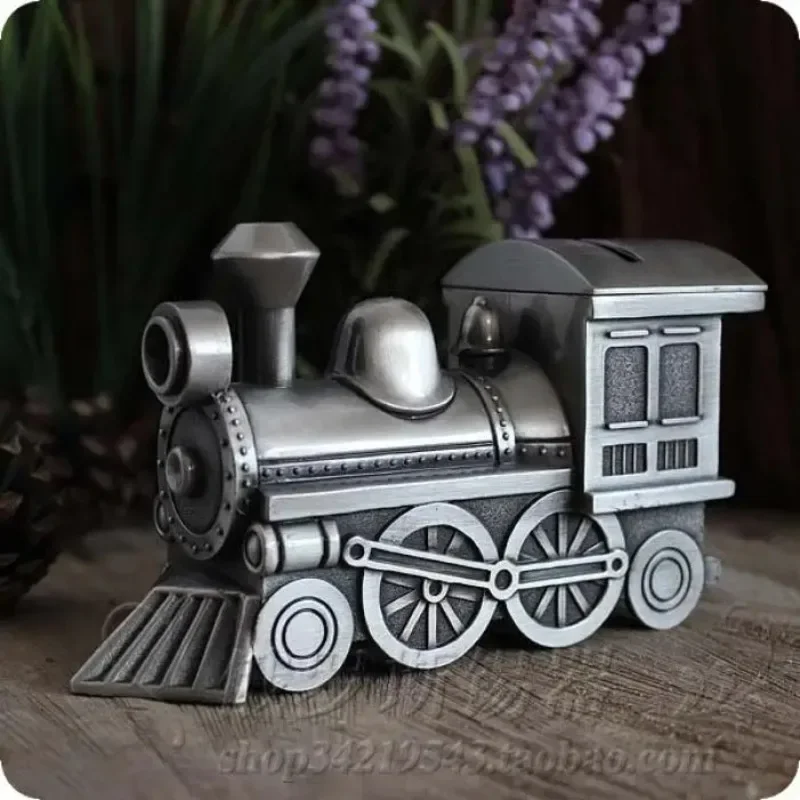 

Retro Russian Tin Coin Bank Creative Children’s Metal Bank Antique Locomotive Design Kid's Saving Organizer