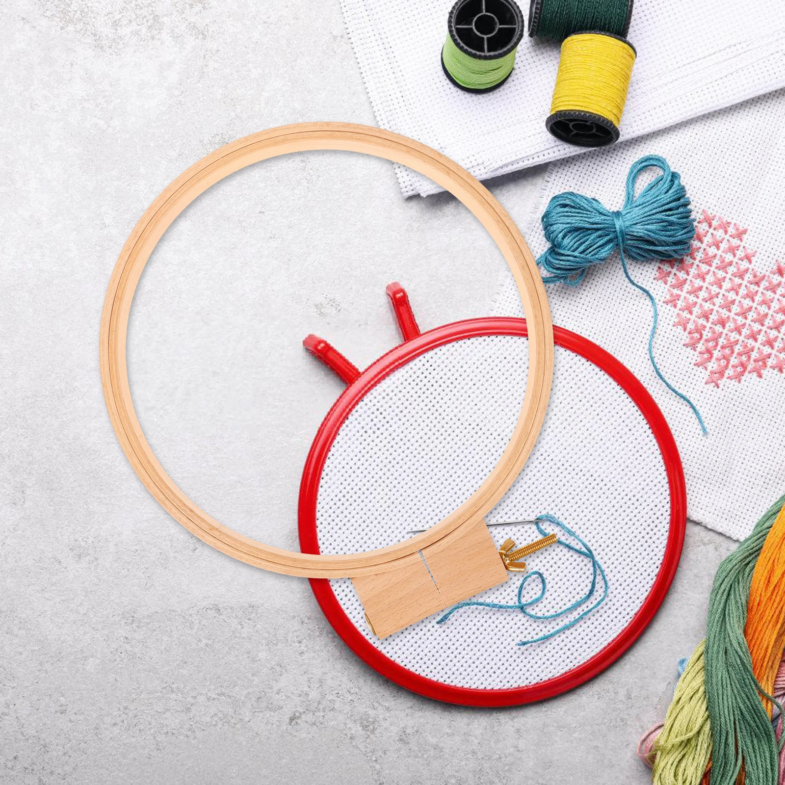 

Embroidery Hoop Wood 24Cm Stable Smooth Fix for Cross Stitching DIY Craft Frame Round Sewing Circle for Stitching Display