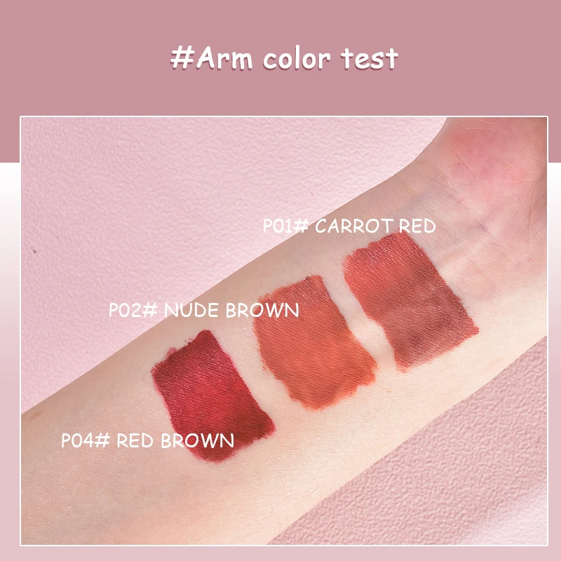 P. Tw O.p 3 Stks/partij Langdurige Vloeibare Matte Lipgloss Vloeibare Lippenstift Lippenstift Make-Up Schoonheid Rode Anti-Aanbakbeker Waterdichte Lipgloss