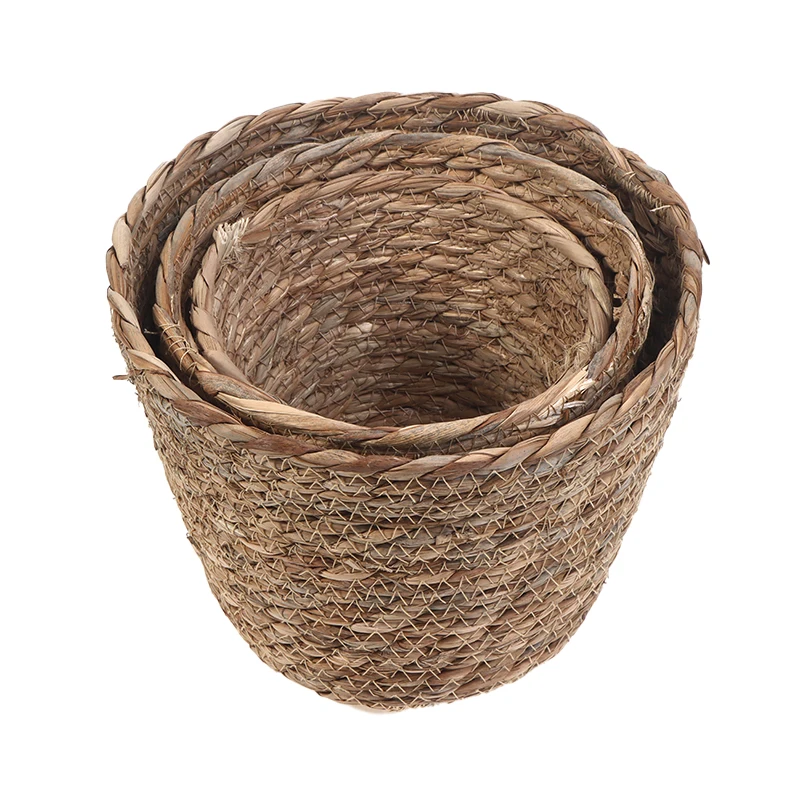 Handmade Woven Seaweed Storage Basket, Straw Basket, Indoor e Outdoor Flower Pot, Plant Container, Home and Living Room