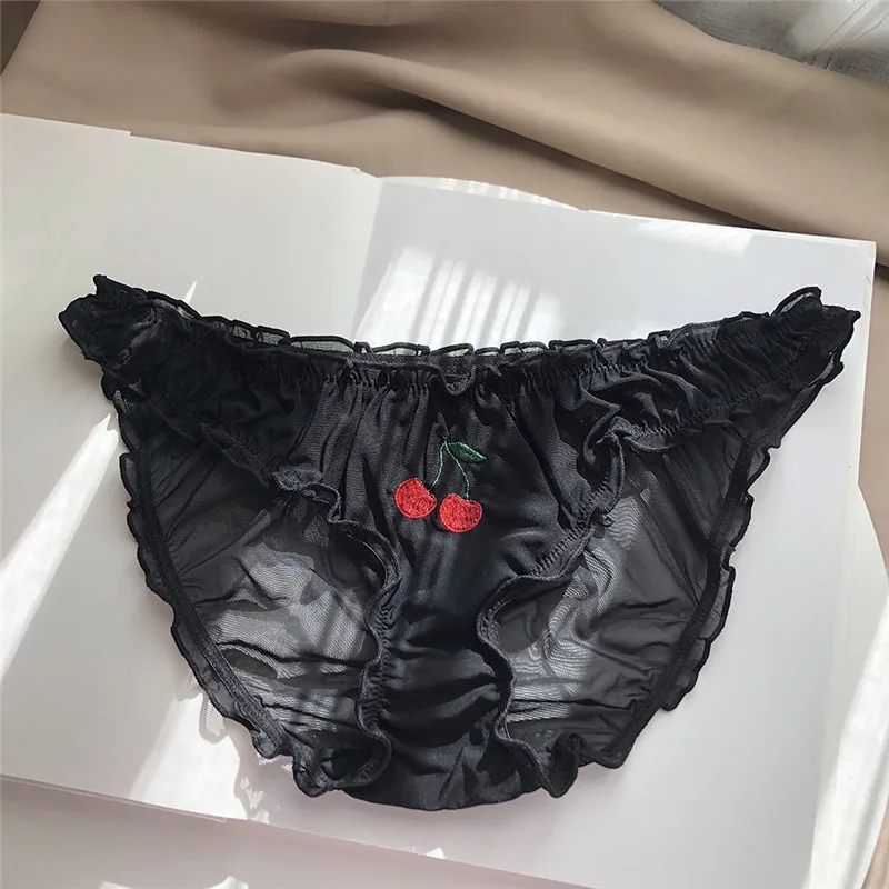 Multicolor Temptation Low-waist Panties Women Sexy Lace Lingerie Fruit Embroidery Transparent Briefs Seamless Sweet Underwear