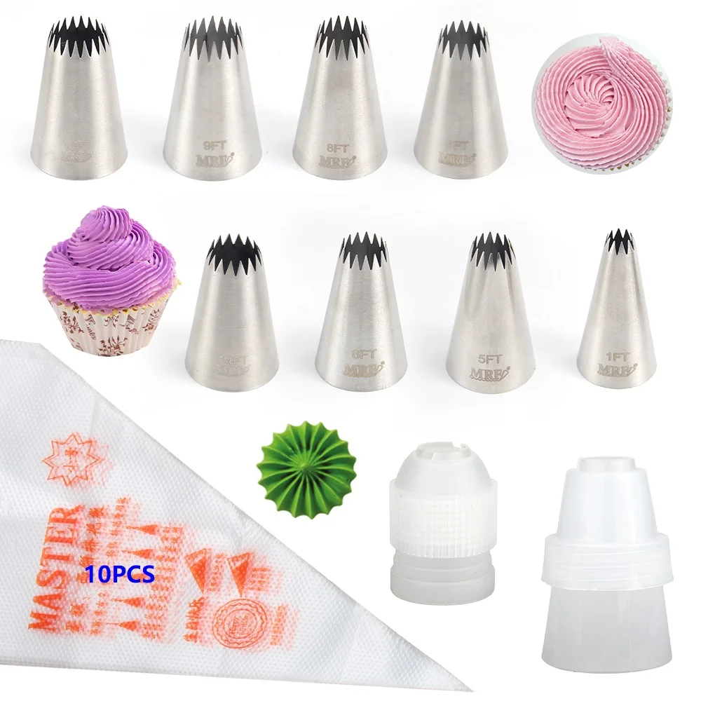 

MRF 20 Pieces Stainless Steel Cake Decorating Supplies Icing Tips Kit Pastry Baking Decorating Piping Nozzles Set Cupcakes Tools