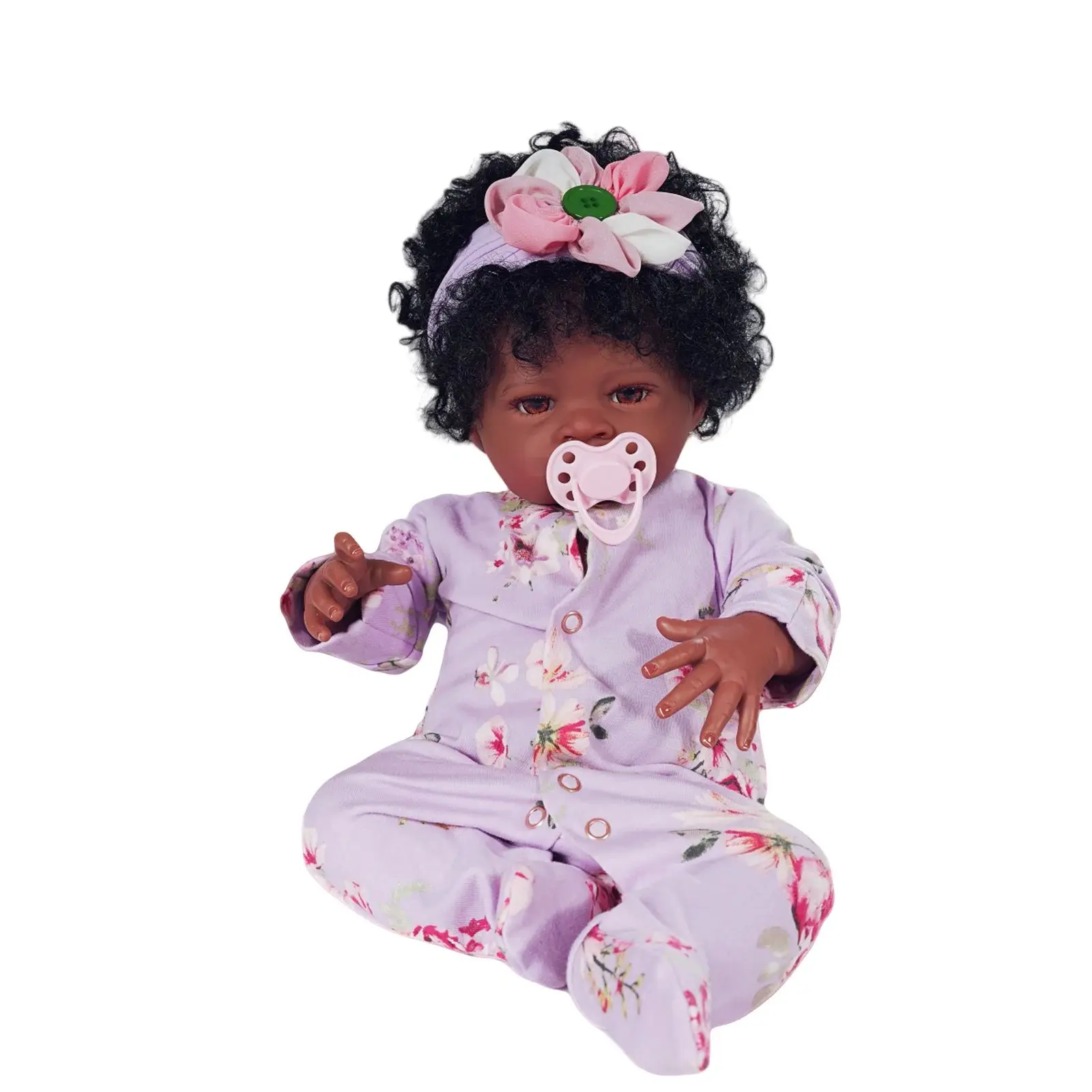 Risbecko Muñeca Reborn Negra Realista de 20 Pulgadas - Muñeca Corporal de Tela Suave Afroamericana - Regalo de Cumpleaños/Regalo de Navidad