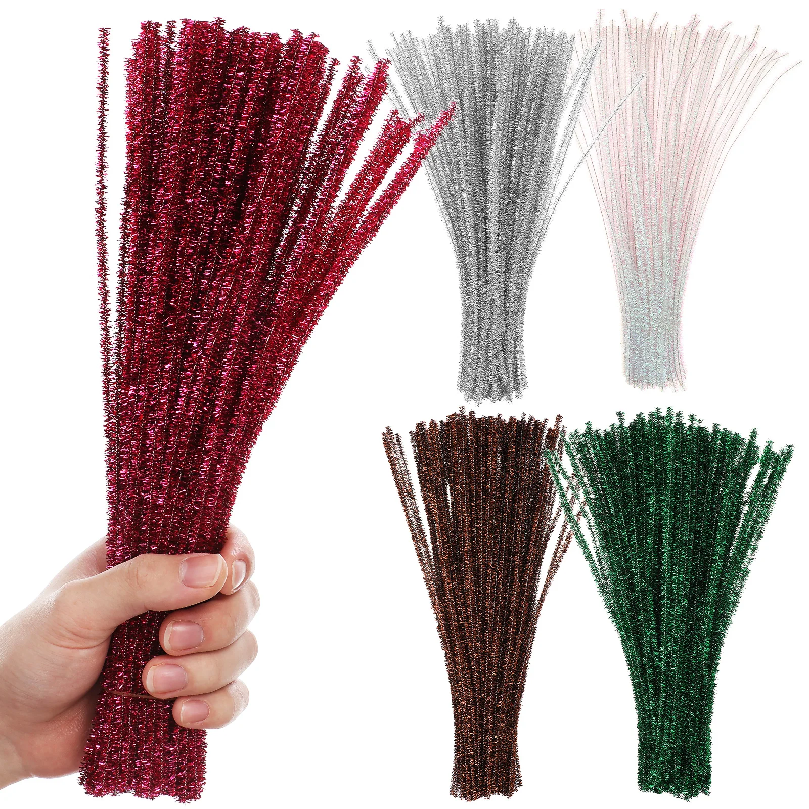 

500 Pcs Colorful Craft Supplies Glitter Pipe Cleaners Tinsel Stems Ornament Cord Ideal Carnivals Parties Classrooms