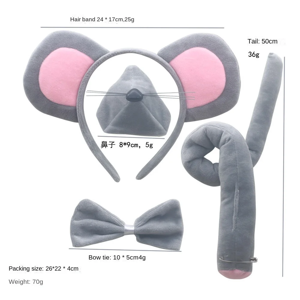 Kids Children Girl Mouse Ear Headband Bow Nose Tails Skirt Animals Party Birthday Halloween Costume Cosplay