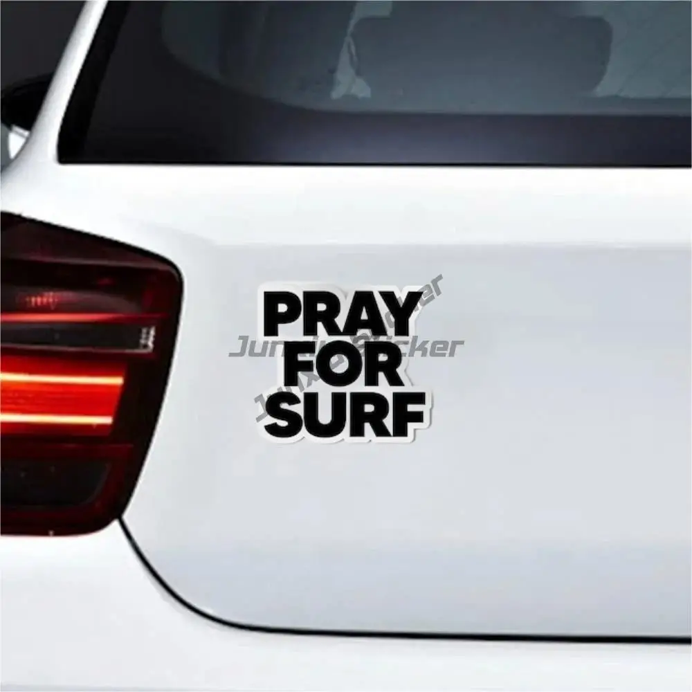 Pray for Surf Sticker Beach Decal Bumper Sticker for Water Bottle and Laptop Waterproof Vinyl  Tuning Vehicles Decorations