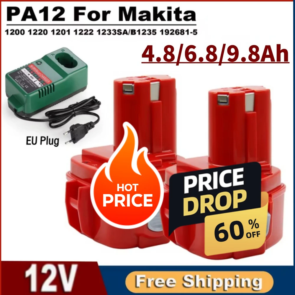 

Аккумулятор 12 В, 4800 мАч для Ni-Mh аккумулятора Makita PA12 для Makita 1200 1220 1201 1222 1233SA/B1235 192681-5 аккумуляторы для электроинструментов