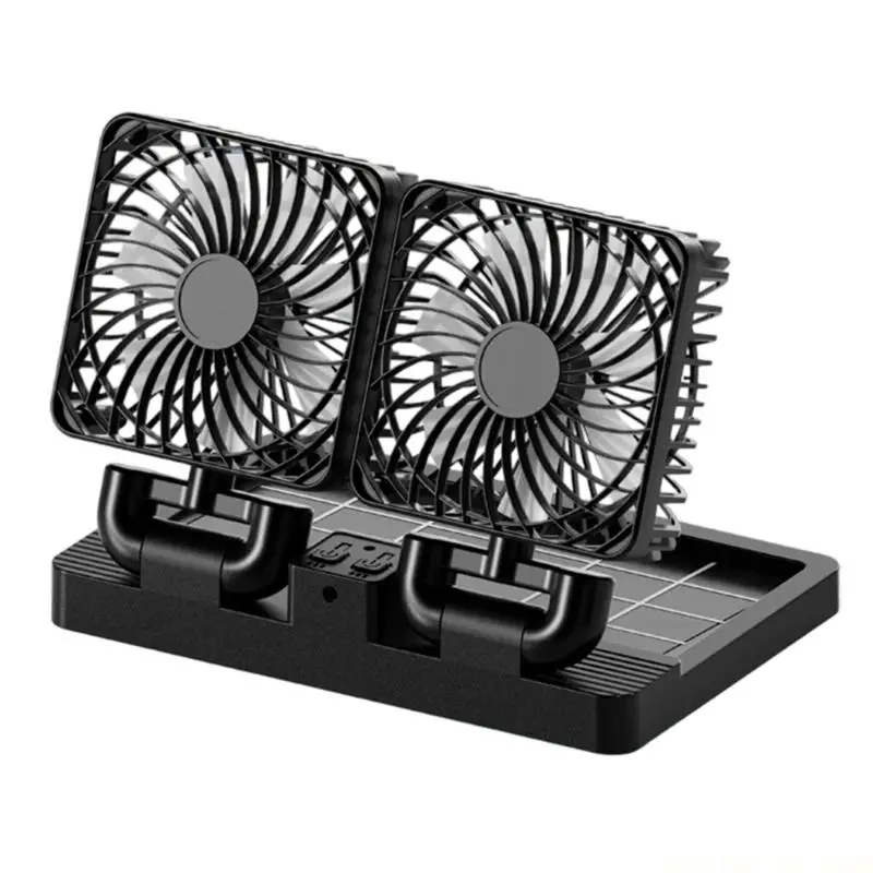 J0MA USB Rechargeable/Solar Car Cooling Fan Exhaust Fan with 3 Wind Gear Ventilator