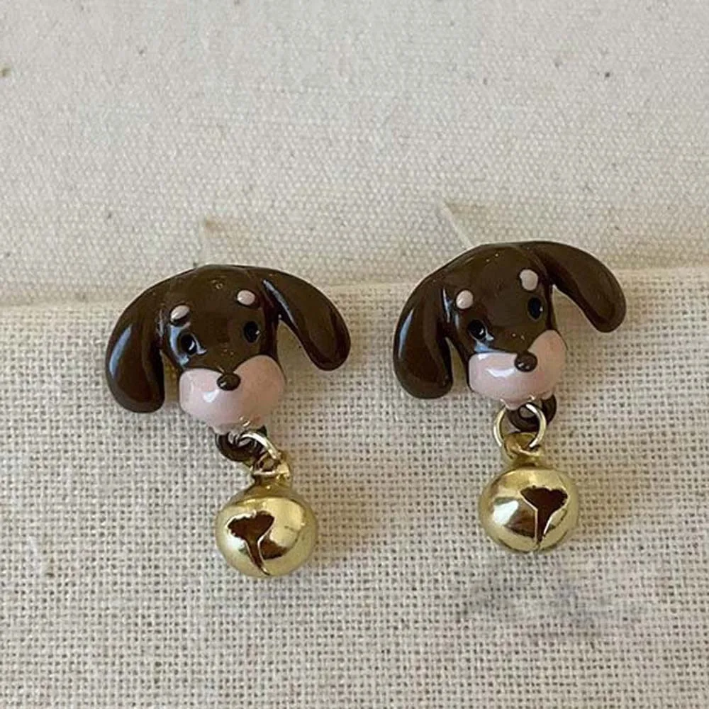 Creative Kawaii Dachshund Earrings Bracelet Rhinestone Cartoon Chain Necklace Headdress Acetic Acid Puppy Ring Girls