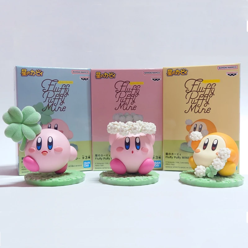 Bandai Original Hoshi no Kirby Anime Figure Fluffy Puffy MINE Kirby Action Figure Toys For Kids Gift Collectible Model Ornaments