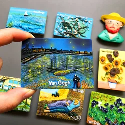Cartoon Van Gogh Resin Fridge Magnet Magnetic Paste Creative 3d RefRigeRatoR Room Decoration ColleCtion Gifts