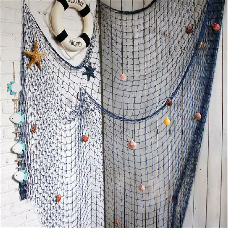 100*200CM Mediterraner Stil Großes Fischernetz Wandbehang Heimdekoration Wanddekoration Haushaltsbedarf